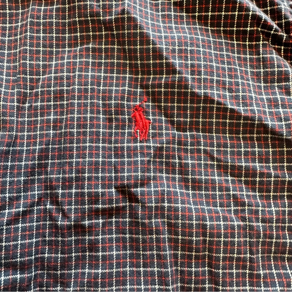 Polo Ralph Lauren Medium Plaid Red Black Blue Button Down Shirt Business